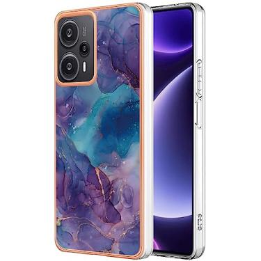 Imagem de Dinglijia Capa de telefone para Xiaomi Poco F5 5G, TPU macio + padrão de mármore IMD design fino proteção de câmera e tela para meninas e mulheres capa para Xiaomi Poco F5 5G, BKC roxo