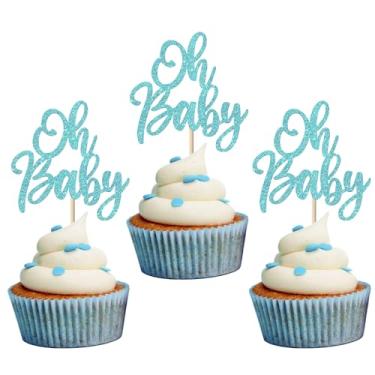 Imagem de Rsstarxi 24 Pack Oh Baby Cupcake Toppers Glitter Baby Shower Party Decorations Gender Reveal Cupcake Picks for Boy or Girl Theme Baby Shower Kids Birthday Party Cake Decorations