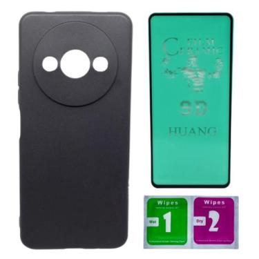 Imagem de Capa Preta Aveludada Para Redmi A3 + Pelicula Ceramica - Mustangshop, 