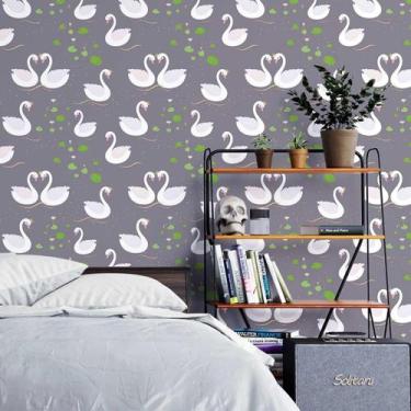 Imagem de Papel de Parede Adesivo Casal de Cisnes N03134 0,58X2,5M - Adesivo BR