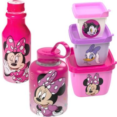 Imagem de Kit Porta Lanche Infantil Potes e Garrafas Minnie Plasutil, Minnie Ros