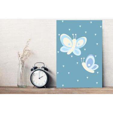 Imagem de Placa Decorativa Infantil Coruja Baby Azul Borboletas 30x40 - Quartinh