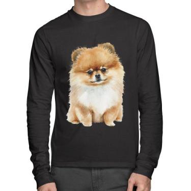 Imagem de Camiseta Algodão Cachorro Spitz Alemão Lulu da pomerânia Manga Longa -