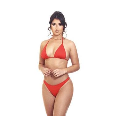 Imagem de Biquíni Cortininha Com Calcinha Fio Dental Simples Sem Bojo - Estigma,