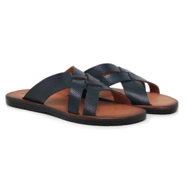 Imagem de Sandália Masculina Couro Tiras Conforto Moderna Macia - Mila Marques, 