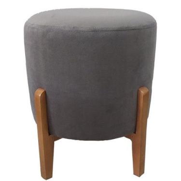 Imagem de Banqueta Puff Thor Luxo Madeira Maciça - Grafite - Gran Decore