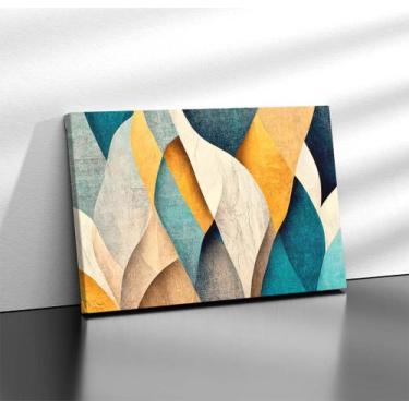 Imagem de Quadro Tecido Canvas Abstrato Dourado Branco Cinza Amarelo - LindaCasa