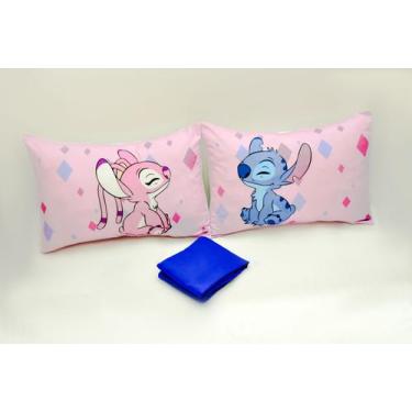 Imagem de Jogo De Cama Casal Padrão Com Elástico 3 Peças Stitch Azul - Santos En