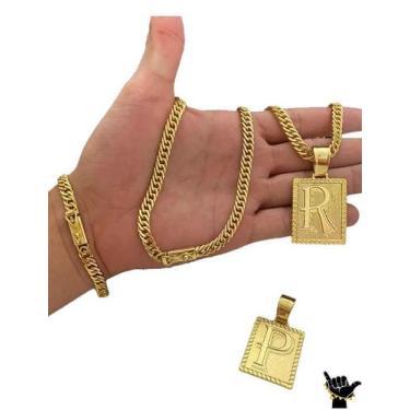 Imagem de Corrente Grumet 7mm + Pulseira + Pingente - Banhado a Ouro - ToJoia18k