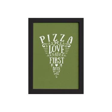 Imagem de Placa Decorativa MDF Frase Pizza Primeira Mordida 20x30cm - Quartinhos
