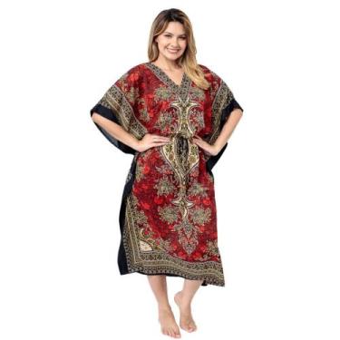 Imagem de Vestido Kaftan Longa Feminino Moda Hippie Boho Ajustável Plus Size - L