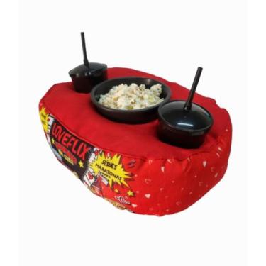 Imagem de Almofada Porta Pipoca Com Bolso Balde + Copos Cineminha - Maria dos Re