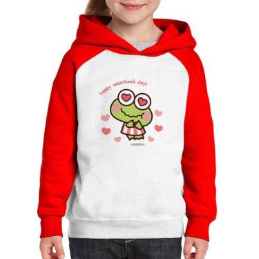 Imagem de Moletom Infantil Happy Valentine's Day - Foca na Moda, Branco, Vermelh