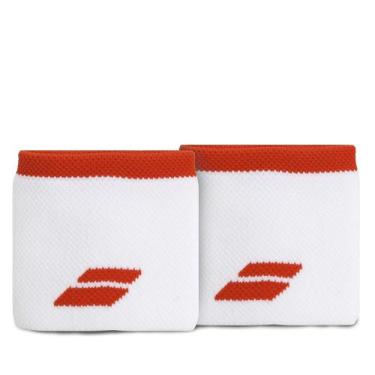 Imagem de Munhequeira Babolat Logo Curta com 02 Unidades Branca e Vermelha