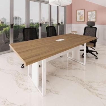 Imagem de Mesa de Reunião 2,00m 1 Caixa de Tomada Pés Metal Quadro F5 - F5 Offic