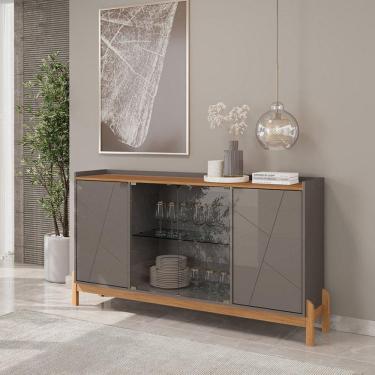 Imagem de Buffet Aparador 170cm 4 Portas Bari Cinza Perola/Cedro