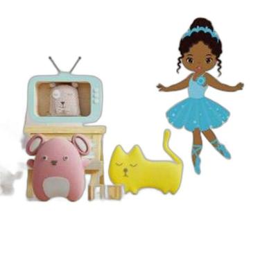 Imagem de Adesivo De Parede Bailarina Roupa Azul Atenção As Medidas