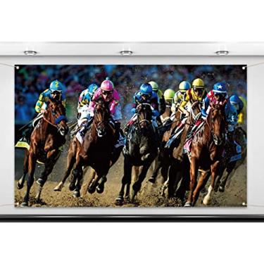 Imagem de Nepnuser Kentucky Derby Photo Booth Pano de fundo Churchill Downs Jockey Corrida de Cavalos Tema Decoração de Festa Interior Exterior Decoração de Parede - 5,9 × 3,18 m