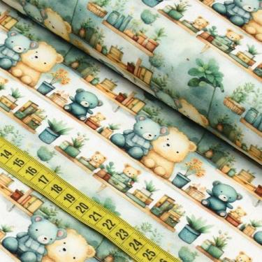 Imagem de Tecido Estampado Para Patchwork - Green Bear : Ursinho Verde com Mini 