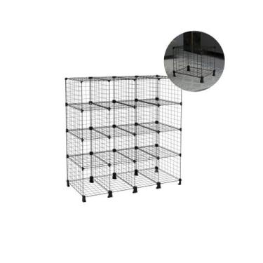 Imagem de Estante Aramada 16 Nichos Prateleira de Aço 40cm Profundidade Preto Li