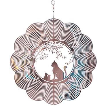 Imagem de SPRING SONG Cat 3D Kinetic Wind Spinner para Quintal E Jardim Spinner de Aço Inoxidável Espelhado para Decoração de Interiores E Exteriores Artesanato Ornamento Presentes Arte Cinética Quintal Jardim