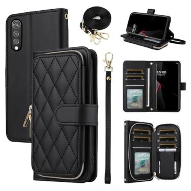Imagem de Furiet Argyle Capa carteira para LG Velvet 5G/LGVelvet Verizon G5 UW T-Mobile 2020 com alça de pulso, alça de ombro, 9+ compartimentos para cartões com zíper e suporte para celular LM G900UM 4G
