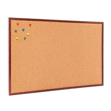 Imagem de Quadro De Aviso Cortiça Moldura Madeira 40x30cm + 50 Alfinetes Mural Fotos Lembretes