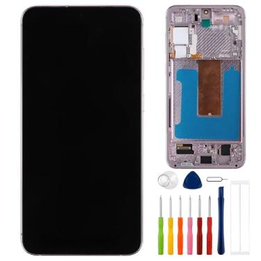 Imagem de E-yiiviil Tela digital OLED compatível com Samsung Galaxy S23+ S23 Plus SM-S916B SM-S916U Tela LCD de 6,6 polegadas Tela sensível ao toque com impressão digital (com moldura) Lavanda com ferramentas