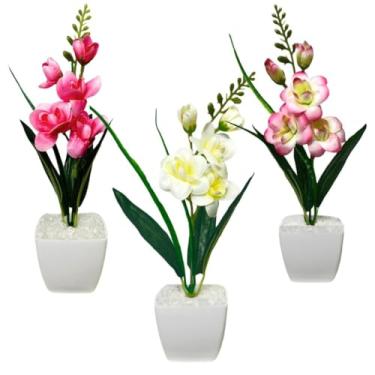 Imagem de Arranjo De Flores Orquídeas Artificiais Decorativas Kit Atacado