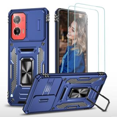 Imagem de Jeylly Capa para Moto G Stylus 5G 2024 com capa deslizante para câmera e protetor de tela, anel giratório de 360 graus integrado, suporte de camada dupla, capa protetora de TPU macio à prova de