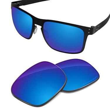 Imagem de Tintart Lentes de substituição de desempenho compatíveis com Oakley Holbrook Metal OO4123 polarizado gravado-azul-celeste