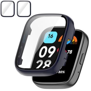 Imagem de Rc-Z Capa protetora de tela para Xiaomi Redmi Watch 3/3 lite/3 Active Smartwatch, amortecedor de PC rígido e acessórios de substituição de filme de vidro temperado para Redmi Watch 3/3 Lite/3 Active,