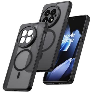 Imagem de MAKAVO Capa magnética para OnePlus 13 [compatível com MagSafe] Capa de celular translúcida fosca à prova de choque com capa para câmera, One Plus 13 fina, mas de grau militar, à prova de quedas, capa