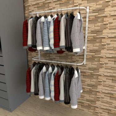 Imagem de Arara de roupas closet quarto com 4 peças cremalheira 100x100 cm cor b