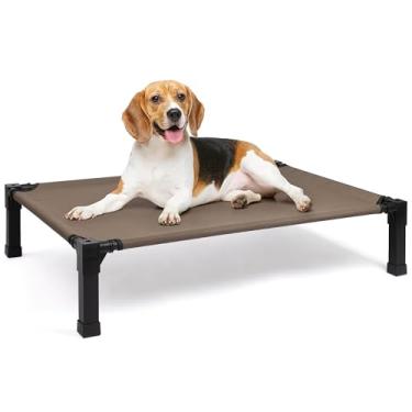 Imagem de Heeyoo Cama elevada para cães, berço elevado refrescante, à prova de mastigação, tela respirável, lavável e armação de metal, cama portátil para cães com pés antiderrapantes para uso externo ou