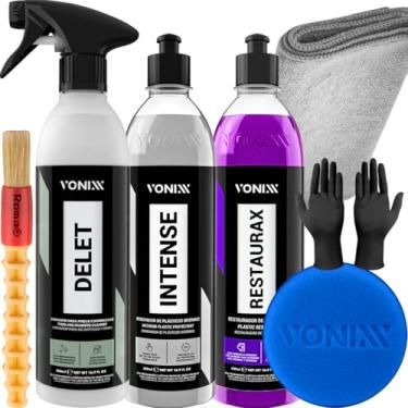 Imagem de Kit Vonixx Limpeza Automotiva Limpador de Pneus Delet restaurador de plasticos Intense Restaurax revitalizador de plasticos externo