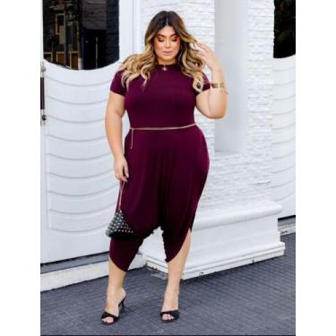 Imagem de Macacão Saruel Com Bolso Moda Femenina - modanascimento, Vinho, GG