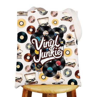 Imagem de G2TUP Bolsa de vinil para colecionadores de vinil, presente de jogador de vinil, disco de vinil, bolsa de ombro para amantes de vinil, presente de discos LP, Vinyl Junkie