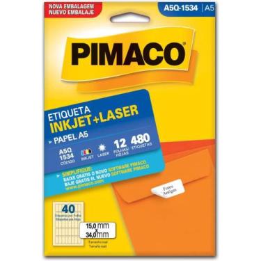 Imagem de Etiqueta A5 A5Q-1534 12 Folhas 15X34MM 480 Unidades INKJET e Laser - P