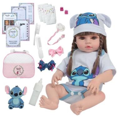 Imagem de Boneca Reborn Bebê Princesa 46cm Com Bolsa Acessórios - Plike