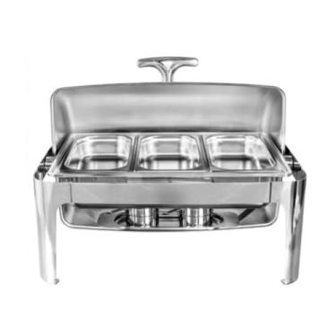 Imagem de Rechaud inox 3 cubas 9 lts tampa basculante giratória luxo