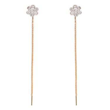 Imagem de Touchstone Brincos de pérola sintética de zircônia cúbica CZ com corte redondo oval de diamante sintético banhado a ouro e branco e dourado, Zircônia cúbica, Sem Pedra Preciosa