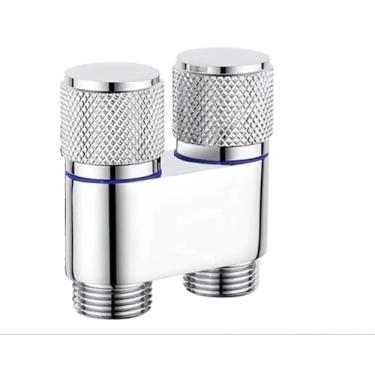 Imagem de Válvula De Controle Dupla Prata 1 Entrada 2 Saída Para Máquina De Lavar e Torneira De Vaso Sanitário