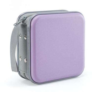 Imagem de LIOVODE Capa de DVD, estojo de CD com capacidade para 48 unidades, porta-CDs, portátil, armazenamento de plástico rígido, organizador de carteira de CD para carro (lavanda)