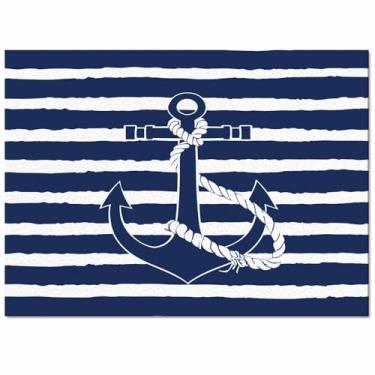 Imagem de Âncora náutica tapetes de área grande de 0,6 x 0,9 m para sala de estar, tapetes de corredor de área de coleção de listras azul marinho antiderrapantes tapetes de quarto, tapetes de corredor