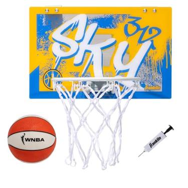 Imagem de Franklin Sports Cesta de basquete WNBA Chicago Sky Over The Door - Cesta de basquete infantil com mini bola - WNBA Fan Shop Mini Argola para quarto + escritório