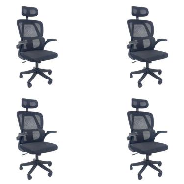 Imagem de Kit 4 Cadeiras de Escritório Presidente Executiva Oficial Legacy Preto