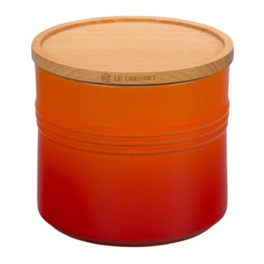 Imagem de Pote le creuset em cerâmica com tampa de madeira 1,1 litros laranja 91044403090000
