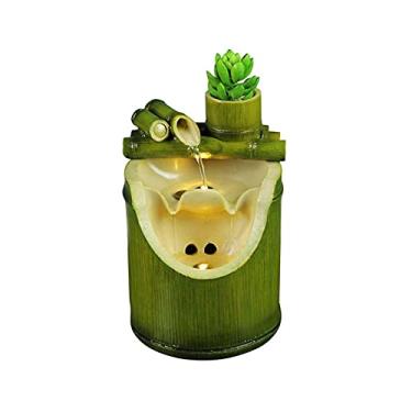 Imagem de XIANGGUI 1983 Ornamentos de fung shui de resina cascata de mesa decoração de casa design de bambu fonte de água mesa de escritório Rockery roda de água paisagem aquática artesanato fontes decoração