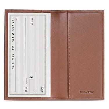Imagem de Capa minimalista HISCOW para livro de cheques - couro de flor integral, Premium Cognac, One Size